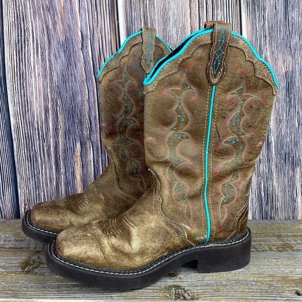 Woman’s Justin Gypsy Brown & Blue Cowgirl Boots- Size 6.5 - Picture 2 of 12